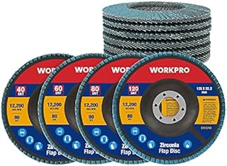 WORKPRO Flap Discs 125 mm, 40/60/80/120 Grit, Abrasive Sanding Discs Flap Wheel, Grinding Wheels Discs for Angle Grinder, 10-Pack
