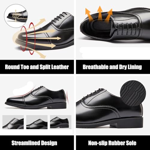 Men's Genuine Leather Hand Stitched Dress Oxfords Shoes Fashion Classic Round Toe Lace Up Low Top Derby Shoes Comfortable Business Casual Office Wedding Formal Shoes2
