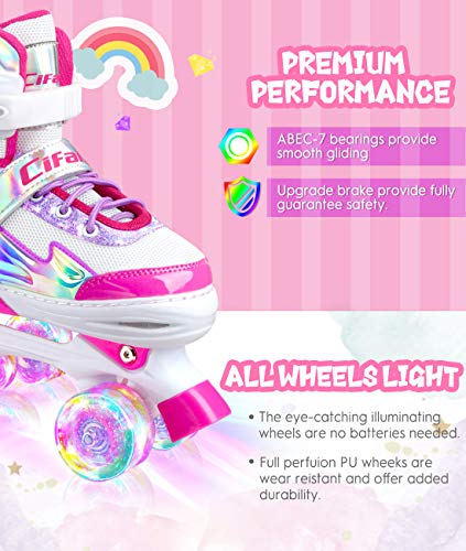 Roller Skates For Girls Boys Kids, Black Pink Purple 4 Sizes Adjustable Kids Roller Skates With Light Up Wheels And Shining Upper Design, Roller Skates For Toddler Kids Ages 4-13 #TOP3
