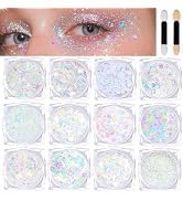 Face Hair Body Glitter, 12 Shapes Fine Chunky Glitter Gel for Women Girls Kids Makeup, Body Hair ...