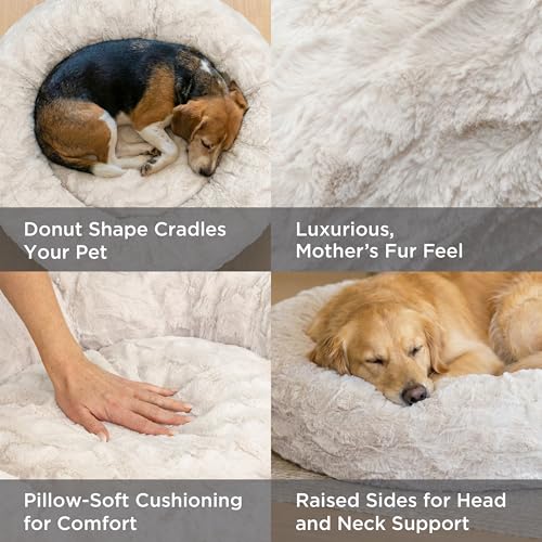 Image of Best Friends by Sheri The Original Calming Donut Dog Bed for Small Dogs up to 25 lbs, Lux Faux Fur, Gray, 23 inch x 23 inch
