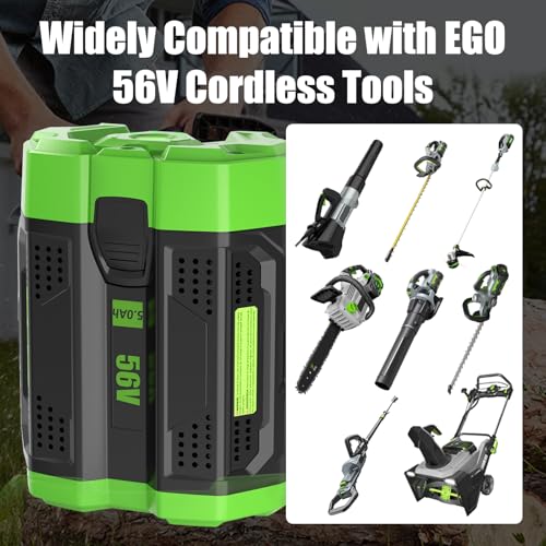Image of 1Pack 56V Battery 5Ah and a Charger CH2100 Replacement for EGO 56V | BA2800T 56V Lithium ion Battery and CH2100 Charger Compatible with EGO Battery 56Volt Cordless Tools