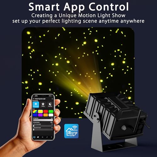 Image of Smart Outdoor Laser Lights Projector, 7 Color Motion Star Firefly Lights Effect, Moving Dynamic RGB Lights Show Waterproof Laser Projection with App & Remote Control for Parties Home Garden Yard