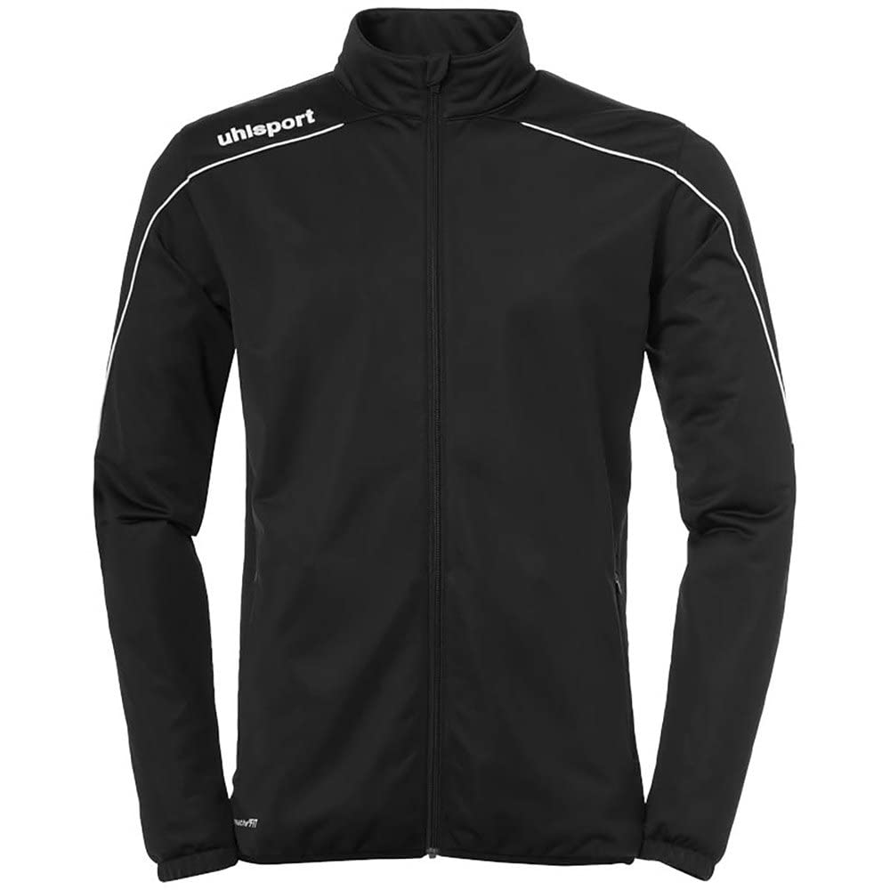 Uhlsport Football Stream 22 Classic Jacket Men, Black/White, Smartbreathe Pique Brushed Outdoor Sports, Size L