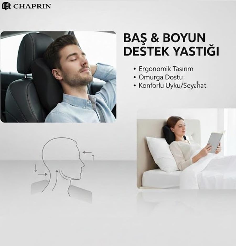 Visco Ortopedik Boyun Destek Yastığı – Ofis, Araç ve Seyahat İçin