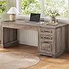 Itaar farmhouse 55 executive desk computer desk with storage drawers and power outlet home office desk workstation for office home grey  urban country home decor