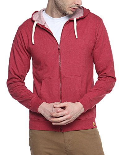 Image of CAHOOT Men's Dark Blue Zip-Front Hoodie with Contrast Drawstring for Casual Wear | Long Sleeve | Hooded Neck | Zipper Closure | Cotton Sweatshirt Crafted with Comfort Fit for Everyday Wear