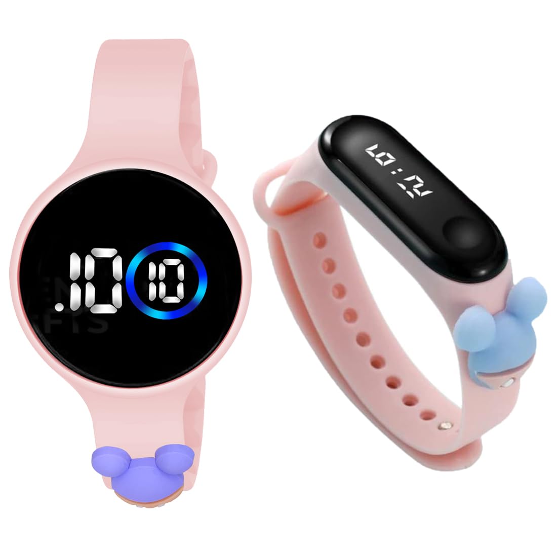 GOLDENIZE FASHIONKids 3D Waterproof Digital Slimmest Round Touch and Rectangular Colourful Display Waterproof Watch for Stylish Kids Birthday Gift Digital Watch Combo of 2 Watches