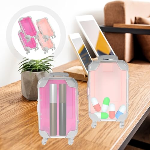EXCEART 4pcs Mini Suitcase Makeup Storage Box for Women Travel Cosmetic Case with Stylish Design for Organizing False Eyelashes and Beauty Tools Portable Makeup Carrying Case - Image 2