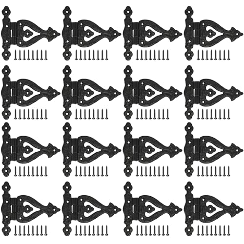 Otoolling 16 Pack Antique Cast Iron Vintage Heavy Duty T Hinges 5.3'' Black by Otoolling - Used condition - US$53.44