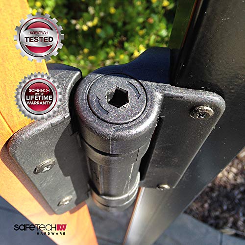 Safetech Shg-90L Self Closing Adustable Tension Gate Hinges For Metal Gates - Adjustable Closing Speed - Pool Fencing Garden Gates - Black Gate Hinge - Perfect For Square Post Gates Up To 99Lbs #TOP5