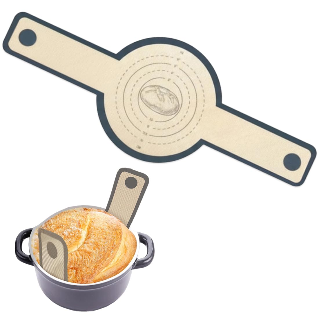 1 pc Silicone Bread Sling for Dutch Oven Bread Making Reusable Non-Stick Baking Mat with Long Handles Sourdough Placing Liner