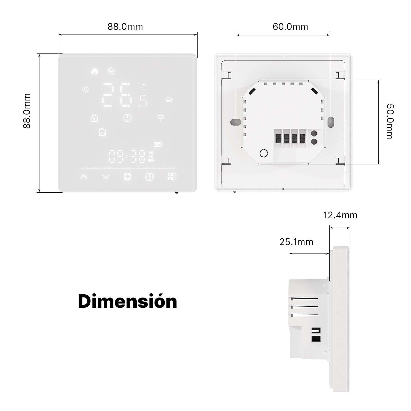 MOES Matter Termostato Inteligente, Solo de 2.4Ghz | Controlador de la Caldera, Tuya App Programable, Control Remoto, compatibilidad, Apple Home/Alexa/Google Home