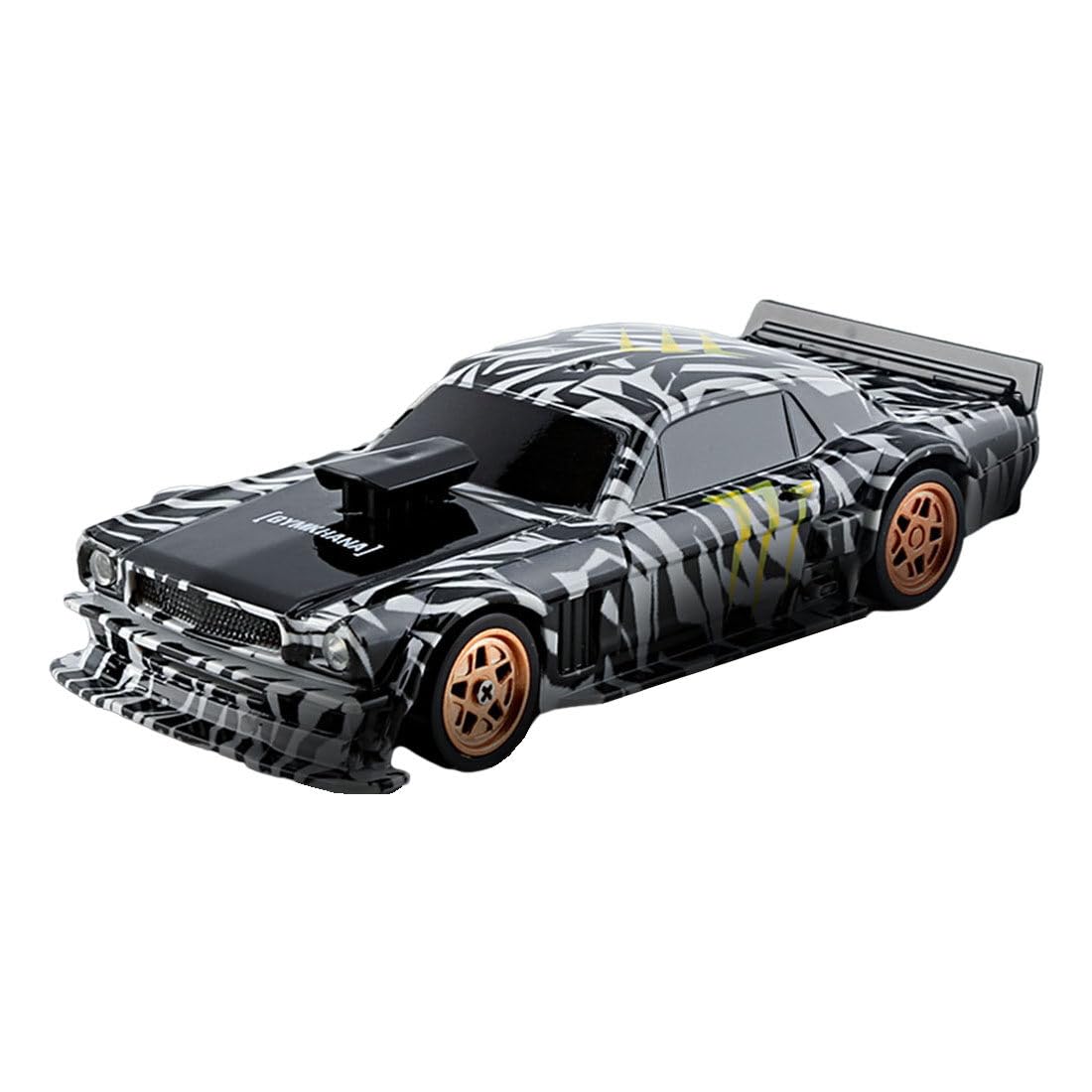 GoekhyraniRC Drift Car, 1/43 Scale 2.4G Full Proportional RC Electric Mini Racing Drift Car Model with Lights Kit，RC Model Cars Gifts for Adults (RTR Version/Black and White)