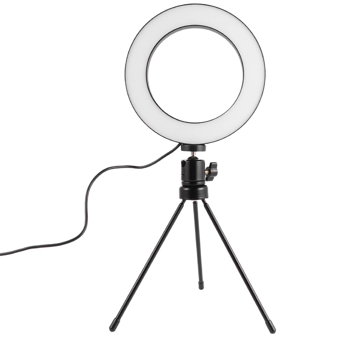 BESTYASH Anillo de Luz LED para Móvil con 2 Piezas, Lámpara de Relleno para Maquillaje y Video, Luz Portátil de Metal y Plástico con Soporte de 16 Cm