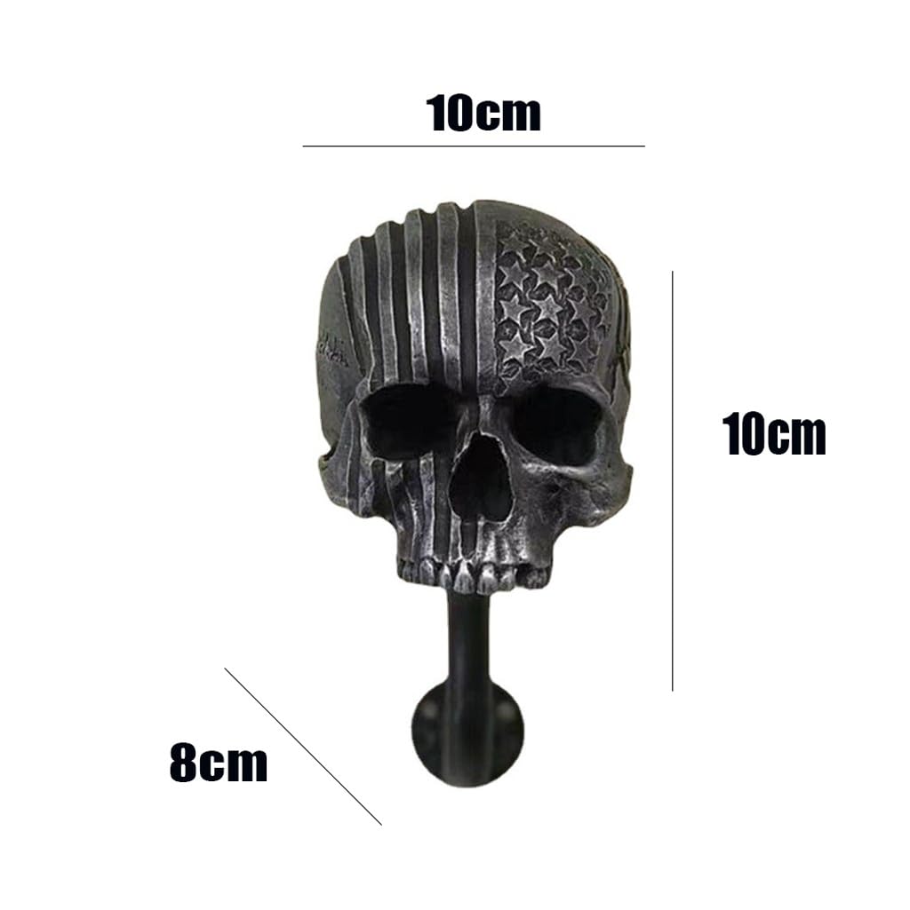 Porta Casco da Moto con Teschio,Supporto a Parete per Casco da Moto in Resina Rimovibile, Gancio per Casco da Bici, per Caschi da Baseball, Pallacanestro(Gray)