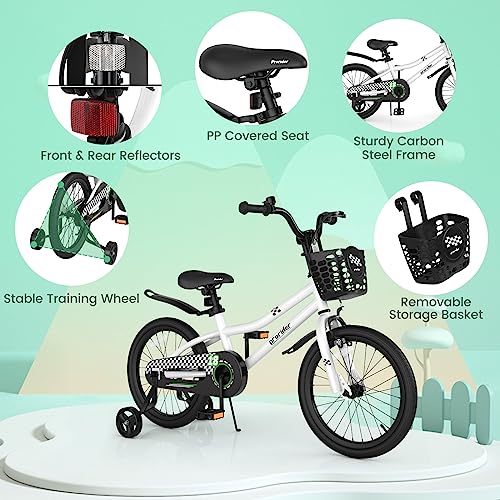 Image of BABY JOY Kids Bike, 12 14 16 18 Inch Boys Girls Bike for 3-8 Years w /Training Wheels, 20 Inch Children Bicycle for 8+ Teens w /Kickstand, Handbrake, Coaster Brake & Removable Basket, Sporty Bicycle