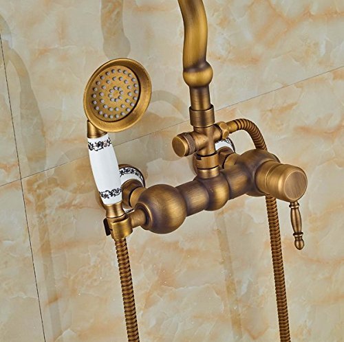 Robinet mitigeur douche classique laiton antique résistant avec douchette manuelle