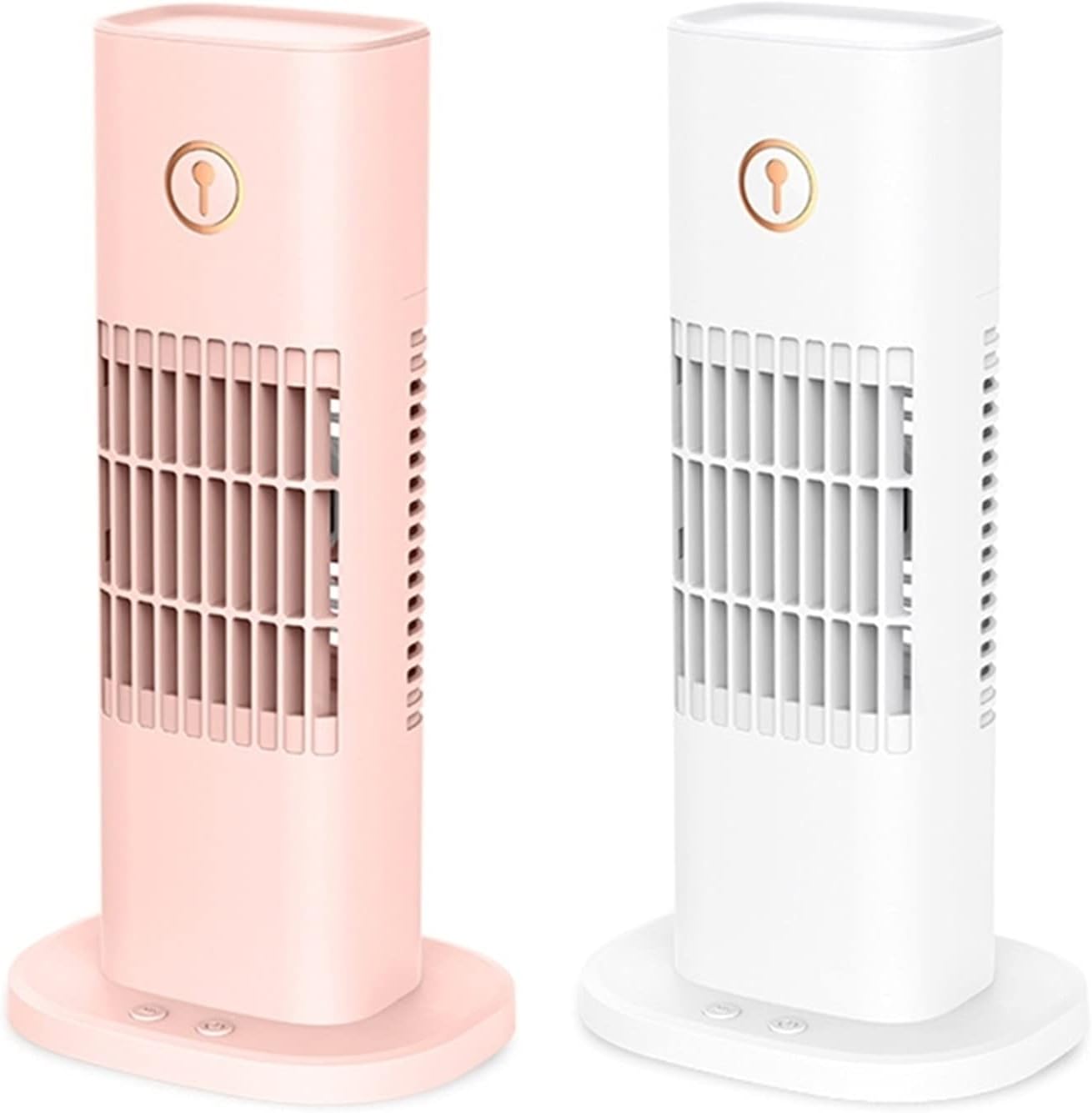 Mute USB Water Cooling Fans, Humidification Tower Fan, Desktop Leafless Spray Humidification Fan W/ 300ml Water(Pink)