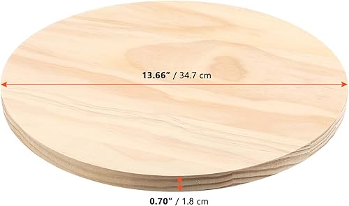 Miniatura 2 de SINJEUN Paquete de 4 placas redondas de madera de 13.6 pulgadas, placas redondas de madera de 34 pulgadas de grosor con agujero, placa redonda sin