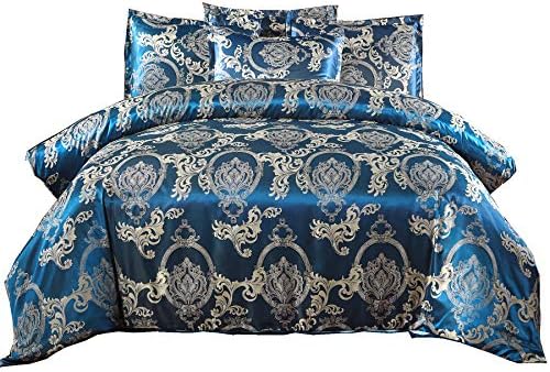 A Nice Night Bedding European Paisley Damask Design Jacquard Duvet Cover Set King,Champagne