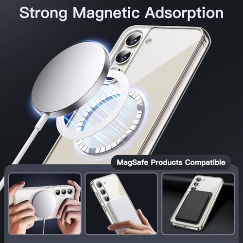 Image of JETech Magnetic Cover Case for Samsung Galaxy S23 6.1-Inch, Compatible with MagSafe, Shockproof Protective Phone Cover, Non-Yellowing Hard Clear PC Back (Clear)