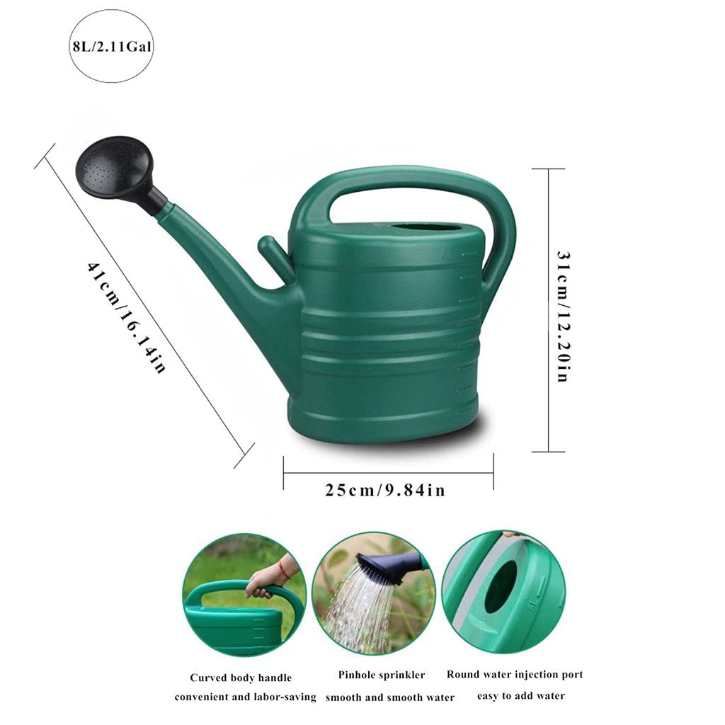 Gartengießkannen Gießkanne mit Sprinklerkopf, Garten Blume Gießkanne GAUENHAUSSCHAFT GROSSER Kapazität Langer Mundsprühflasche 8L Für Hauspflanzen (Size : 8L/2.11Gallon)