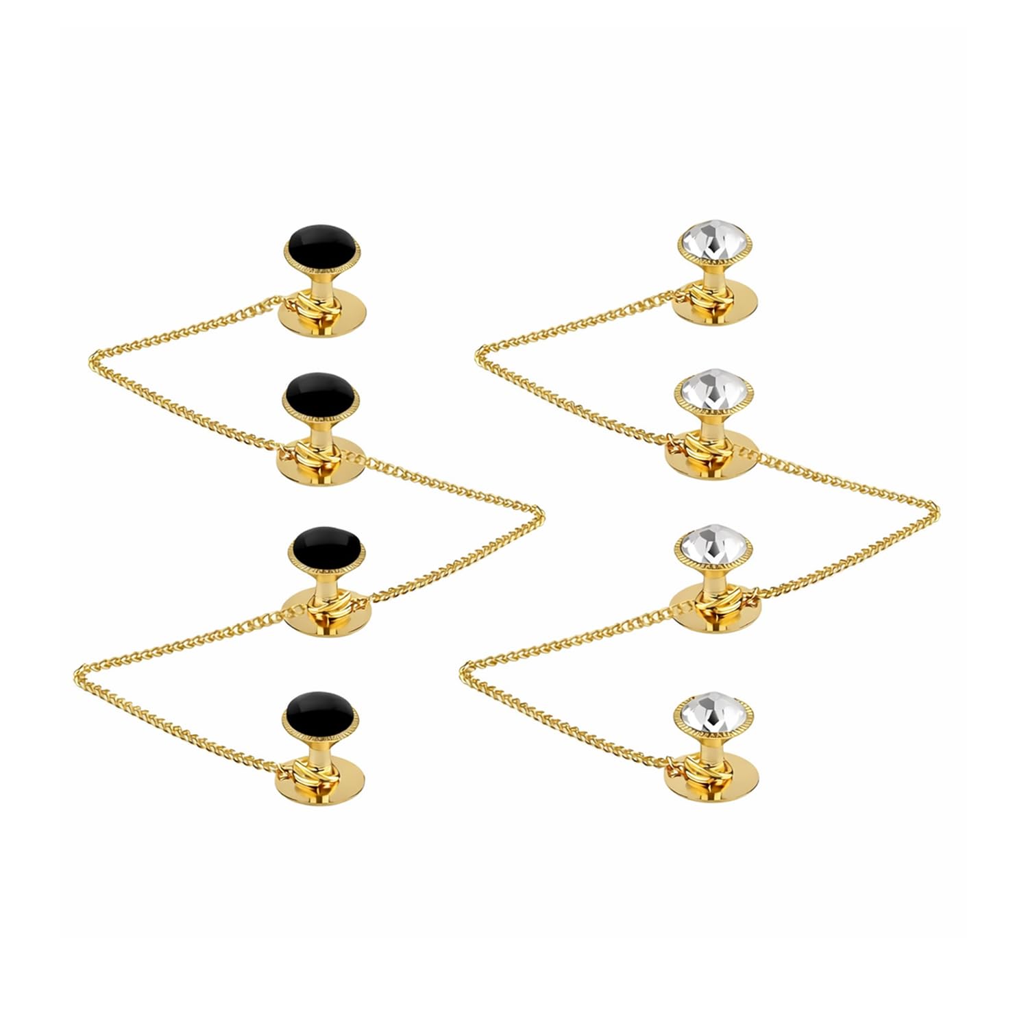 thanu's craft Traditional White and Black Stone Kurta Buttons Cufflinks Combo Gold Plated With Chain For Women and Men-picture-42