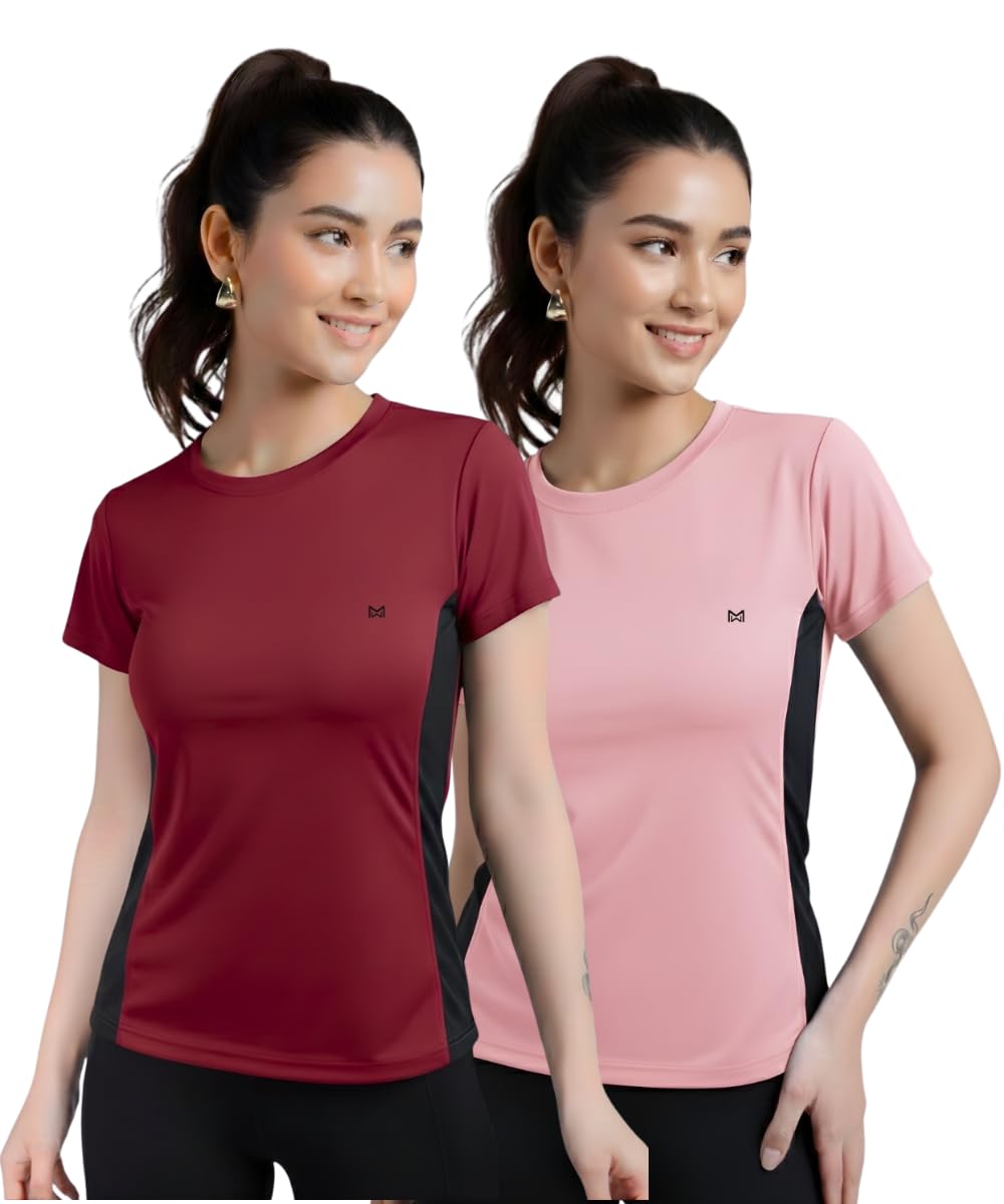 white moon Gym Tshirt for Women Workout Dry Fit t Shirt Sports Tshirt | Gym Tops for Woman | Lightweight Round Neck Breathable Half Sleeve Activewear Running Yoga Tops for Woman-picture-19