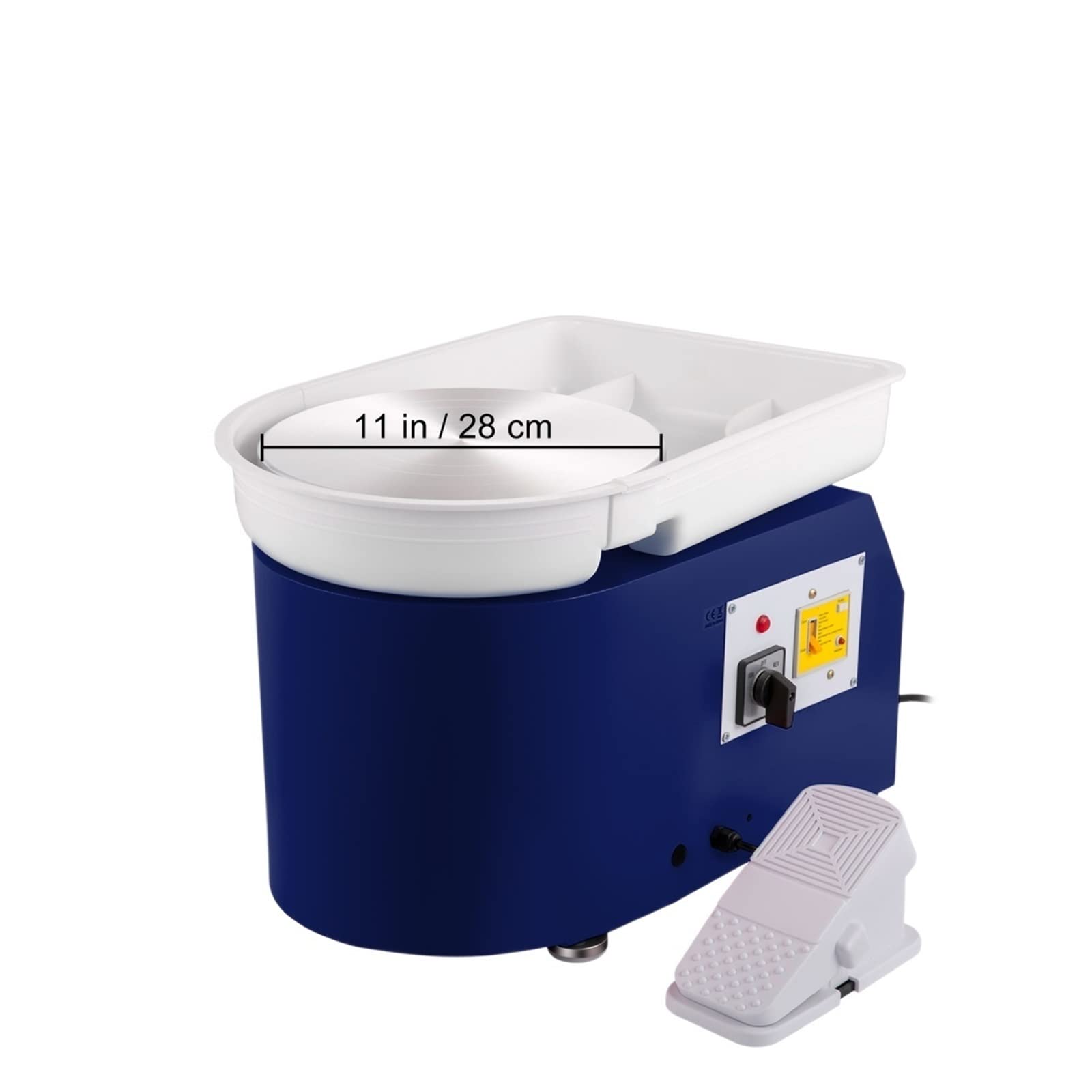 28cm Pottery Wheel Machine 350W Foot Pedal Control Electric Art DIY Ceramic Clay Sculpting Tool W/Turntable Tray 18Pcs(Blu)