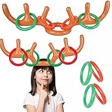 Weihnachten Aufblasbares Ringwurfspiel mit 4 Ringe, Tenwo Weihnachtsfest Wurfspiel Inflatable Rentier Geweih Ring Wurf Spiel Toss Game für Weihnachtsspiel Kinder Wurfspiel Partyspiel Familienspiel