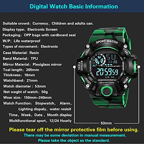 Image of Men's, Kid's Waterproof Shockproof Multi-Functional Automatic Digital Sports Wrist Watch with Led, Multicolour Strap - Pack of 2