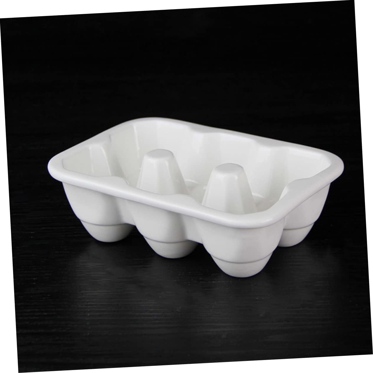 KICHOUSE Porcelain Egg Holder for Refrigerator 6-Grid Storage Container Pure White Deviled Egg Tray Display Keeper Lid Kitchen Organizer
