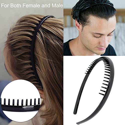 Image of ULTIMUTE 8 PCS Fashion Effortless Plastic Headbands with Teeth Comb Black Skinny Headbands No Slip Hair Accessories Bands for Women Men Teen Girls, Bright Black