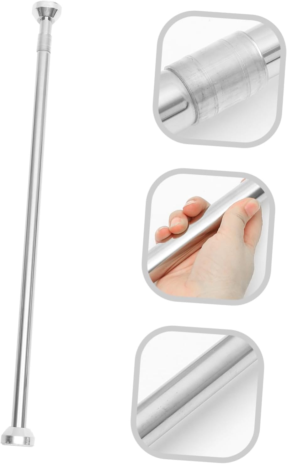 Seamless Adjustable Tension Rod Telescopic Stainless Steel Hanging Rod for Bathroom Closet and Kitchen No Drill 28-48 Inches Space-Saving Design
