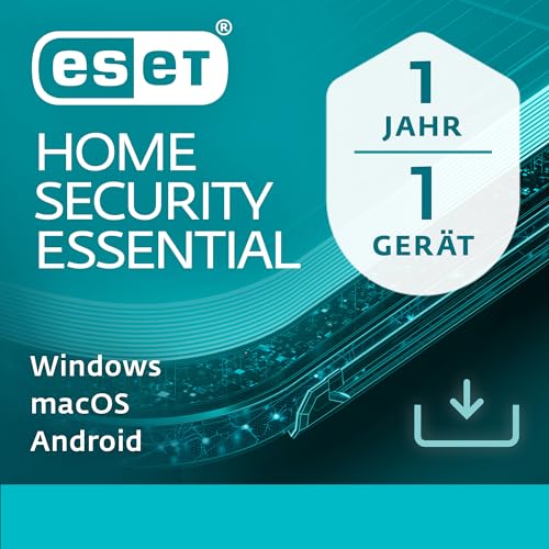 ESET HOME Security Essential 2026 | 1 Gerät | 1 Jahr | inklusive Firewall, Sicheres Banking & Surfen, Mikrofonkontrolle & Webcam-Schutz| Windows oder macOS | Aktivierungscode per E-Mail