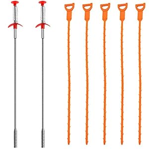 SENHAI Kalbaggeug,7-delige set van 7 stuks, 20 inch haaruitloop, clog Rmovief oogger reinigingsgereedschap (2 roestvrij…