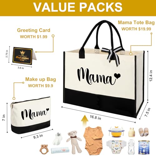 Image of Mama Bag Tote New Mom Gifts, Mom to be Gifts for Mommy Birthday Mothers Day | Large Capacity,Easy to Clean and Reusable, Waterproof Coating, Hospital Bag Essentials, New Mom Care Package