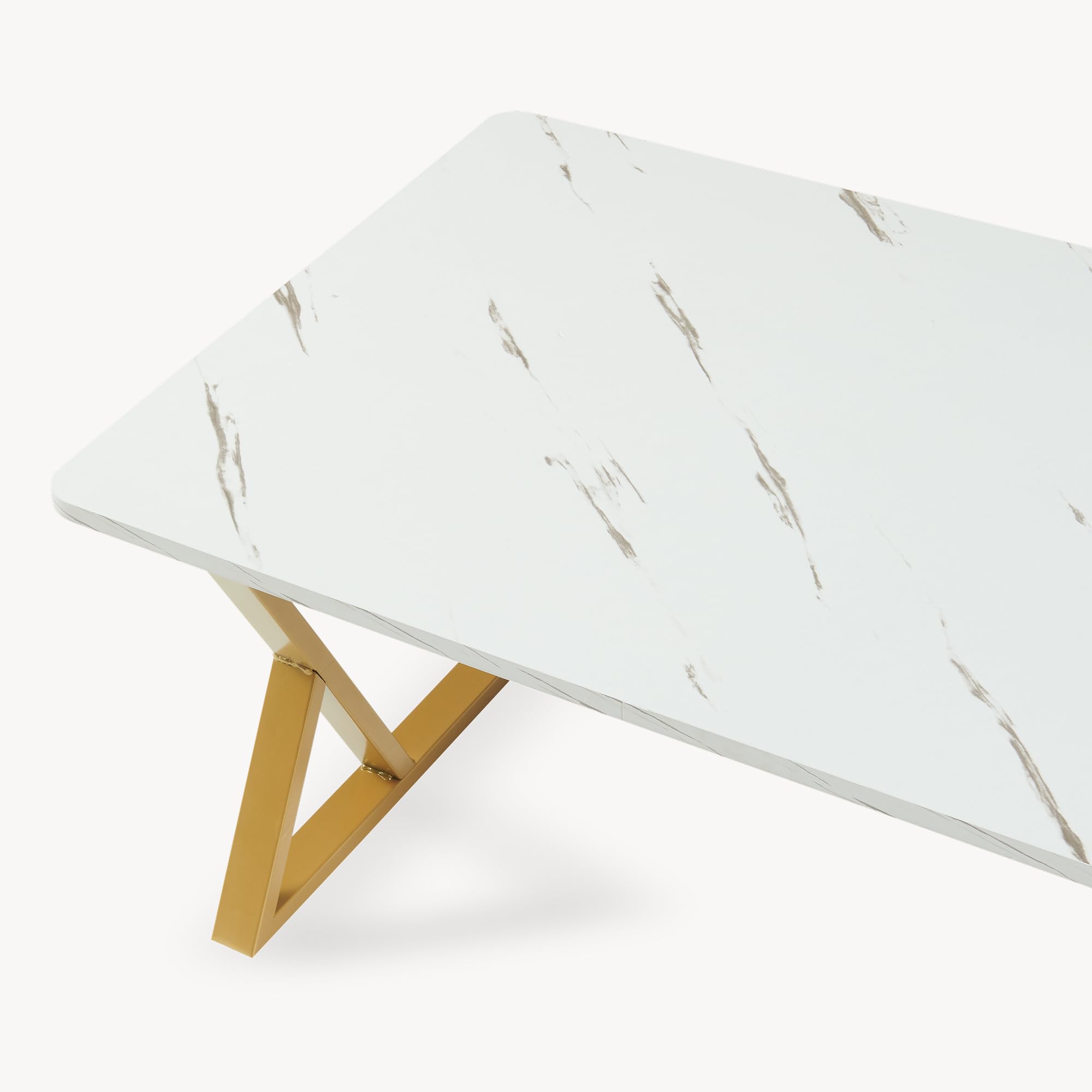 [en.casa] Couchtisch Nolu 120x60x46 cm rechteckig Gold/Marmoroptik, weiß | Beistelltisch, Wohnzimmertisch, Metallgestell, Sofatisch, Kaffeetisch