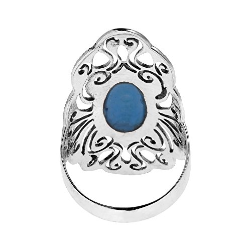 AeraVida Vintage Filigree Swirl Beauty Oval Abalone Shell .925 Sterling Silver Ring | Delicate Wedding Rings For Women | Comfort Fit Silver Rings | Gift4