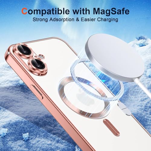 Image of VONZEE Compatible with iPhone 17 Case, MagSafe Compatible Transparent Shockproof Back Cover, Anti-Yellow Slim Protective Case with Camera Protection, Clear Magnetic Phone Case, Ro