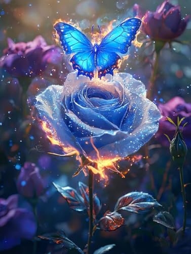 Kit 5D Diamant Complet Rose Bleue 100x135cm : Strass Brillant Haute Définition