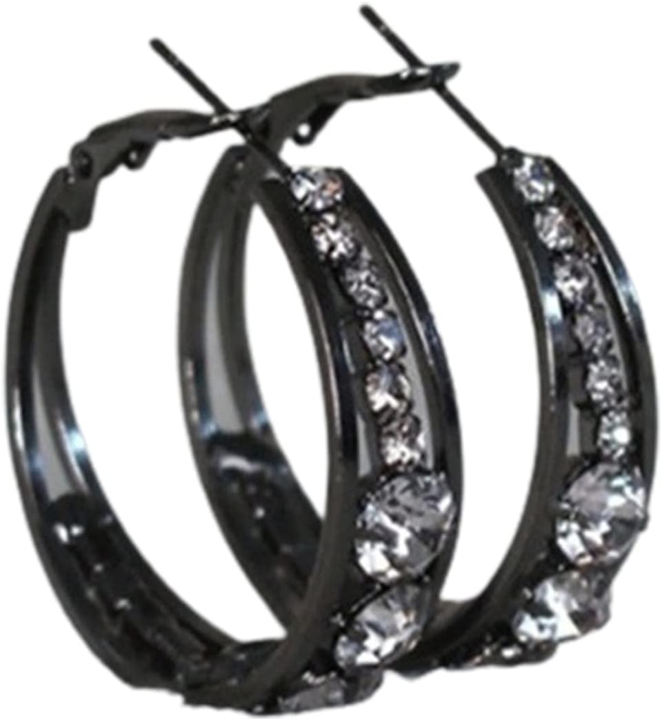 Women Ear Cuff Clips Wrap Attractive Shiny Rhinestones Inlaid Hoop Earrings Silver Plated Piercing Earrings Jewelry for Women Party Gift