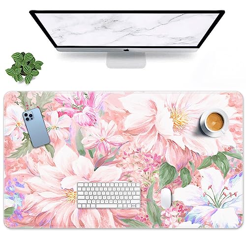 Grand tapis de souris de jeu antidérapant pour clavier gamer rose