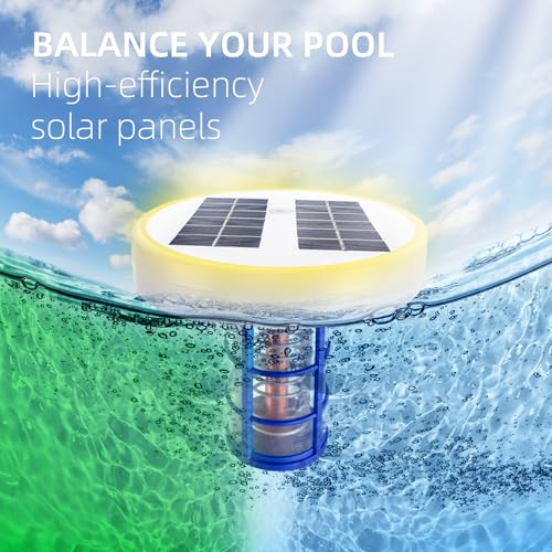 Solar Pool Ionizer - Enhanced with Latest Solar, 90% Less Chlorine, for Pools up to 35,000 Gal, Technology & Longer-Lasting Anode, Reduces Chlorine- Mineral-Based Pool Cleaning Device (White)