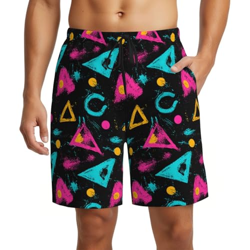 Men's Beach Mountain Palm Trees Beach Shorts Quick Dry Swim Trunks Mesh Lining Swim Shorts with Pockets