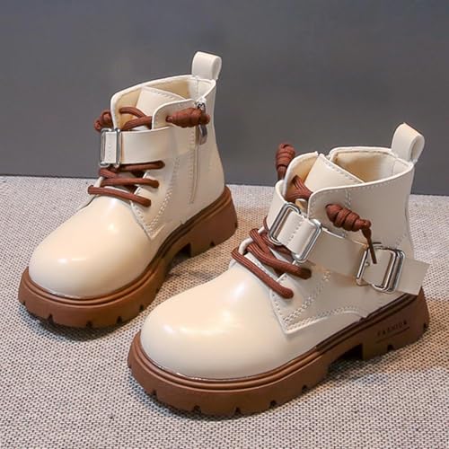 Girls Lace-up Ankle Boots Winter Fashion Warm PU Leather Boot Waterproof Outdoor Snow Booties for Kids 20252