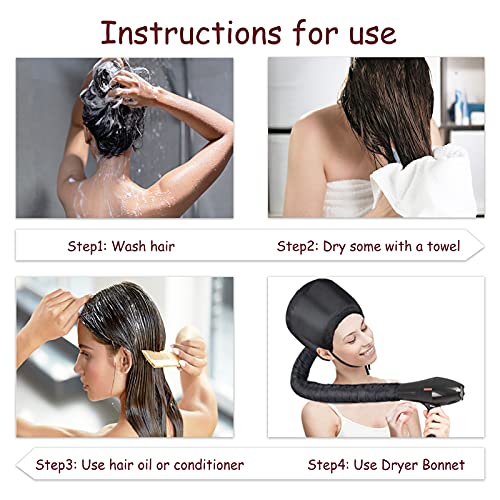 hadio Bonnet Hood Hair Dryer, Adjustable Hair Dryer Hood Bonnet for Hand Held Hair Dryer Cap Bonnet, Stretchable and Extended Hose Length Hair Drying Bonnet for Hair Care, Styling &Deep Condition - Image 5