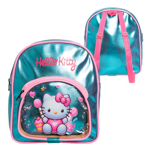 Mochila Personagem Desenho Infantil Feminina Dois Compartimentos Estampa Fofa Escola Creche Passeio Viagens - Modelos Variados - Bolsa Metálica Holográfica (Azul Metálico)
