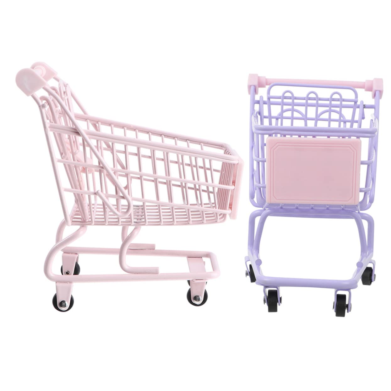 HEMOTON 2pcs Mini Shopping Cart Toy Money Shopping Cart for Play Shopping Miniature Supermarket Cart Shopping Trolley Toy Miniature Shopping Cart Toy Shopping Trolley Play Toy Iron